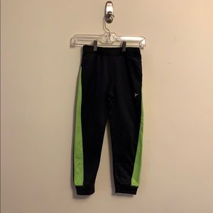 Gray and green sweat pants